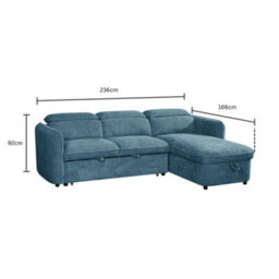 Beehive Furniture Corfu - Universal Corner Sofa Bed - Blue Upholstered Corner Couch - thumbnail 2