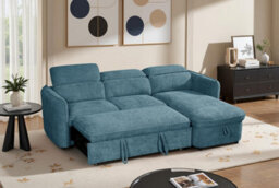 Beehive Furniture Corfu - Universal Corner Sofa Bed - Blue Upholstered Corner Couch - thumbnail 5