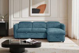 Beehive Furniture Corfu - Universal Corner Sofa Bed - Blue Upholstered Corner Couch - thumbnail 3