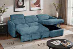 Beehive Furniture Corfu - Universal Corner Sofa Bed - Blue Upholstered Corner Couch - thumbnail 6