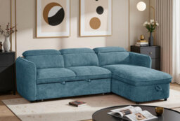 Beehive Furniture Corfu - Universal Corner Sofa Bed - Blue Upholstered Corner Couch - thumbnail 4