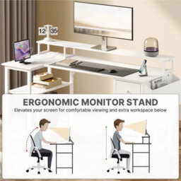 White 140Cm L-Shaped Home Office Desk With Charging Station, Drawers, Monitor Stand - thumbnail 5