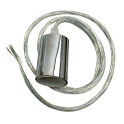 Ledsone Vintage Pendant Light Fitting, Retro Industrial Style E27 Chrome Lamp Holder, White Round Pvc Cable, 1M - thumbnail 5