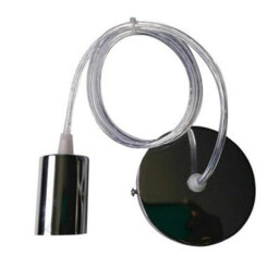 Ledsone Vintage Pendant Light Fitting, Retro Industrial Style E27 Chrome Lamp Holder, White Round Pvc Cable, 1M - thumbnail 2