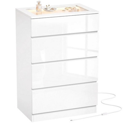 High Gloss 4 Drawer Chest Of Drawers With Jewelry Organizer, App Control - image 1