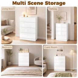 High Gloss 4 Drawer Chest Of Drawers With Jewelry Organizer, App Control - thumbnail 5