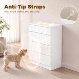 High Gloss 4 Drawer Chest Of Drawers With Jewelry Organizer, App Control - thumbnail 4