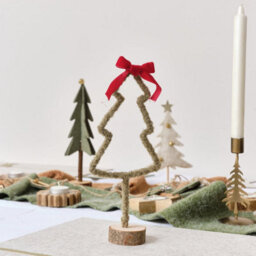 Melody Maison Green Standing Christmas Tree Decoration With Red Bow - 27Cm