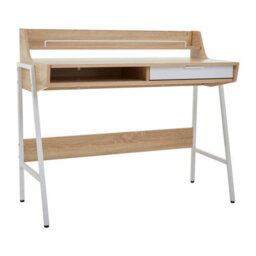 Orsina Natural Oak Veneer Desk,spacious Office Table With Metal Frame,computer Workstation,wooden Writing Desk - thumbnail 5