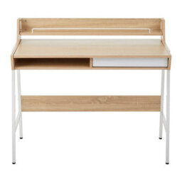 Orsina Natural Oak Veneer Desk,spacious Office Table With Metal Frame,computer Workstation,wooden Writing Desk - thumbnail 2