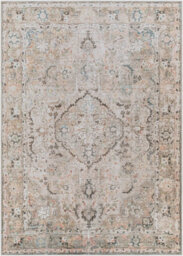 Livabliss Kemer-Washable Beige Grey Blue Traditional Vintage Boho Living Dining Rug 160 X 213 Cm Easy Care, Non Shedding