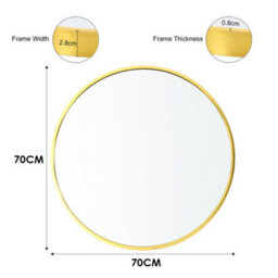 Living And Home Gold Round Wall Mirror Bathroom Framed Mirror Vanity Mirror For Dressing Table 70 Cm - thumbnail 5