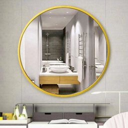 Living And Home Gold Round Wall Mirror Bathroom Framed Mirror Vanity Mirror For Dressing Table 70 Cm - thumbnail 1