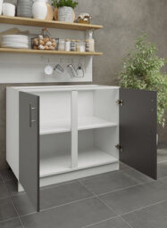 Jd Greta Adjustable Legs Kitchen Base Unit 1000mm Storage Cabinet With Door Shelf 100Cm - Dark Grey Matt With Worktop - thumbnail 3