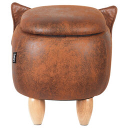 Beliani Storage Animal Stool Elephant Elephant Faux Leather Dark Brown - thumbnail 7