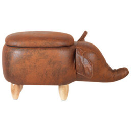 Beliani Storage Animal Stool Elephant Elephant Faux Leather Dark Brown - thumbnail 5