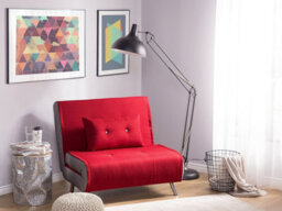 Beliani Single Sofa Bed Farris Fabric Red - thumbnail 2