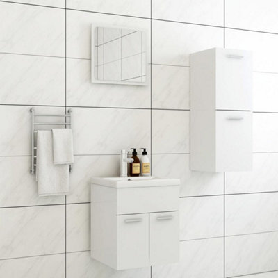 Berkfield Bathroom Furniture Set White Engineered Wood - image 1