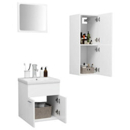 Berkfield Bathroom Furniture Set White Engineered Wood - thumbnail 3