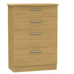 Montana Ready Assembled Matt Oak Effect 4 Drawer Chest (H)1080mm (W)770mm (D)410mm - thumbnail 2
