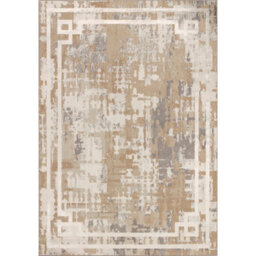 Livabliss Lustro-Abstract Beige Grey Off-White Modern Marble Living Dining Bedroom Rug 160 X 220 Cm Easy Care, Non Shedding