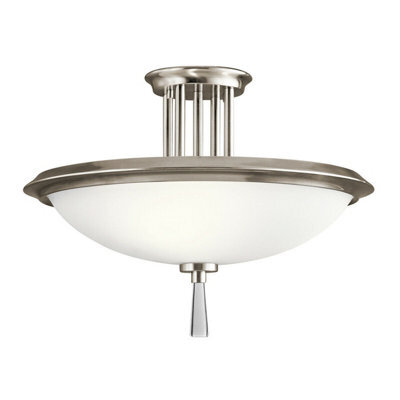 Elegant 3 Bulb Semi Flush Mount Light With Crystal Accents In Classic Pewter Finish