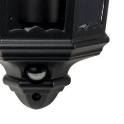 First Choice Lighting Set Of 2 Sienna - Black Ip44 Half Lantern Wall Lights With Pir Sensor - thumbnail 3