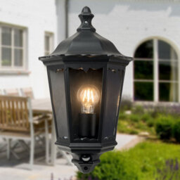 First Choice Lighting Set Of 2 Sienna - Black Ip44 Half Lantern Wall Lights With Pir Sensor - thumbnail 5