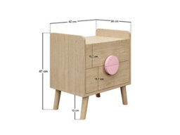 Flair Noah 2 Drawer Bedside Table Oak & Pink - thumbnail 6