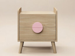 Flair Noah 2 Drawer Bedside Table Oak & Pink - thumbnail 4