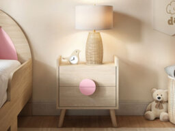 Flair Noah 2 Drawer Bedside Table Oak & Pink - thumbnail 2