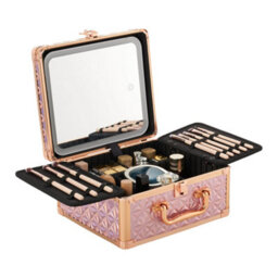 Living And Home Light Pink Portable Usb Rechargeable Adjustable Lighting Makeup Case With Led Mirror, 25Cm W X 12.5Cm D X 21.5Cm H - thumbnail 6