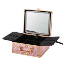 Living And Home Light Pink Portable Usb Rechargeable Adjustable Lighting Makeup Case With Led Mirror, 25Cm W X 12.5Cm D X 21.5Cm H - thumbnail 4