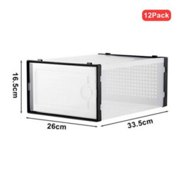Darphe 12 Plastic Transparent Shoe Boxes That Can Be Stacked And Folded, Along With A Tall Shoe Cabinet - thumbnail 5