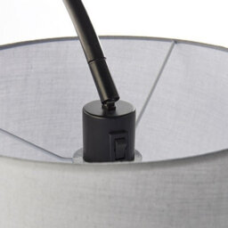 Luminosa Lighting Luminosa Carlson 1 Light Floor Light Matt Black & Light Grey Cotton Mix, E27 - thumbnail 2
