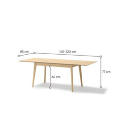 Arte Plot 3 Elegant Light Oak Extendable Dining Table - Versatile Dining Solution - W145-220Cm X H77Cm X D85Cm - thumbnail 4