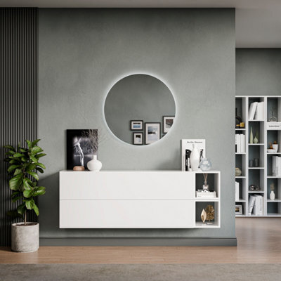 Decorotika Leuven Moduler Modern Tv Unit Wall Mount Customizable Layout High Gloss White - image 1