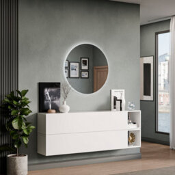 Decorotika Leuven Moduler Modern Tv Unit Wall Mount Customizable Layout High Gloss White - thumbnail 2