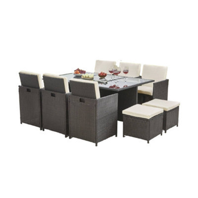 ABC Ralph Cube Rattan Garden Furniture Set 10 Seater (Grey)