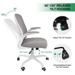 Mesh Office Chair Ergonomic Home Computer Desk Seat 30 Rocking Flipup Armrest - thumbnail 3