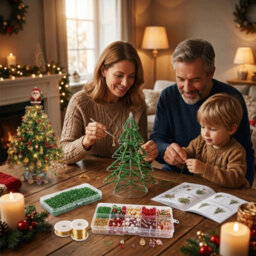 Santa Claus Diy Beaded Christmas Tree Craft Kit With Led Light Tabletop Ornament Decor - thumbnail 4