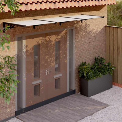Berkfield Door Canopy Black And Transparent 297.5X90 Cm Polycarbonate - image 1