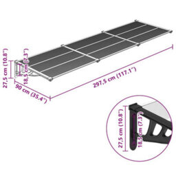 Berkfield Door Canopy Black And Transparent 297.5X90 Cm Polycarbonate - thumbnail 6