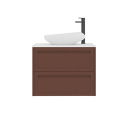 Royal Bathrooms Royal Bathroom Elmore 700mm Terracotta Clay Wall Mounted Bathroom Vanity Unit 2 Drawer Plain White Worktop With Nova Basin - thumbnail 7