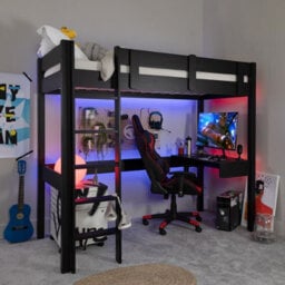 Nöa & Nani Noa & Nani Gaming Station High Sleeper Kids Solid Wood Bed In Black Storm - thumbnail 1