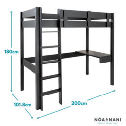 Nöa & Nani Noa & Nani Gaming Station High Sleeper Kids Solid Wood Bed In Black Storm - thumbnail 7