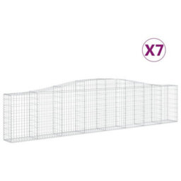Berkfield Arched Gabion Baskets 7 Pcs 400X30X80/100 Cm Galvanised Iron - thumbnail 2