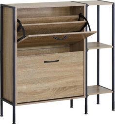Celino Shoe Cabinet With 2 Drawers, Pull Down Mdf Wooden Shoe Storage Organizer Cupboard Shoes Rack Cabinet Freestanding Footwear - thumbnail 4