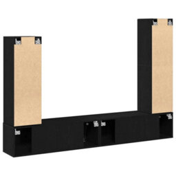 Berkfield 4 Piece Tv Cabinet Set Wall-Mounted Black Oak Engineered Wood - thumbnail 7