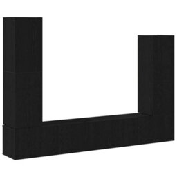 Berkfield 4 Piece Tv Cabinet Set Wall-Mounted Black Oak Engineered Wood - thumbnail 2